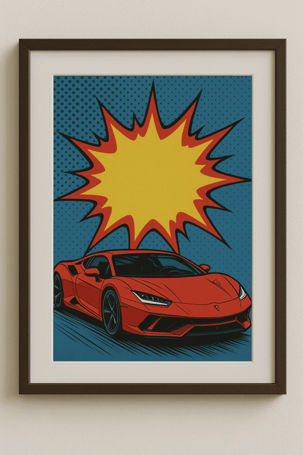 Red Supercar Print in Comicbook style